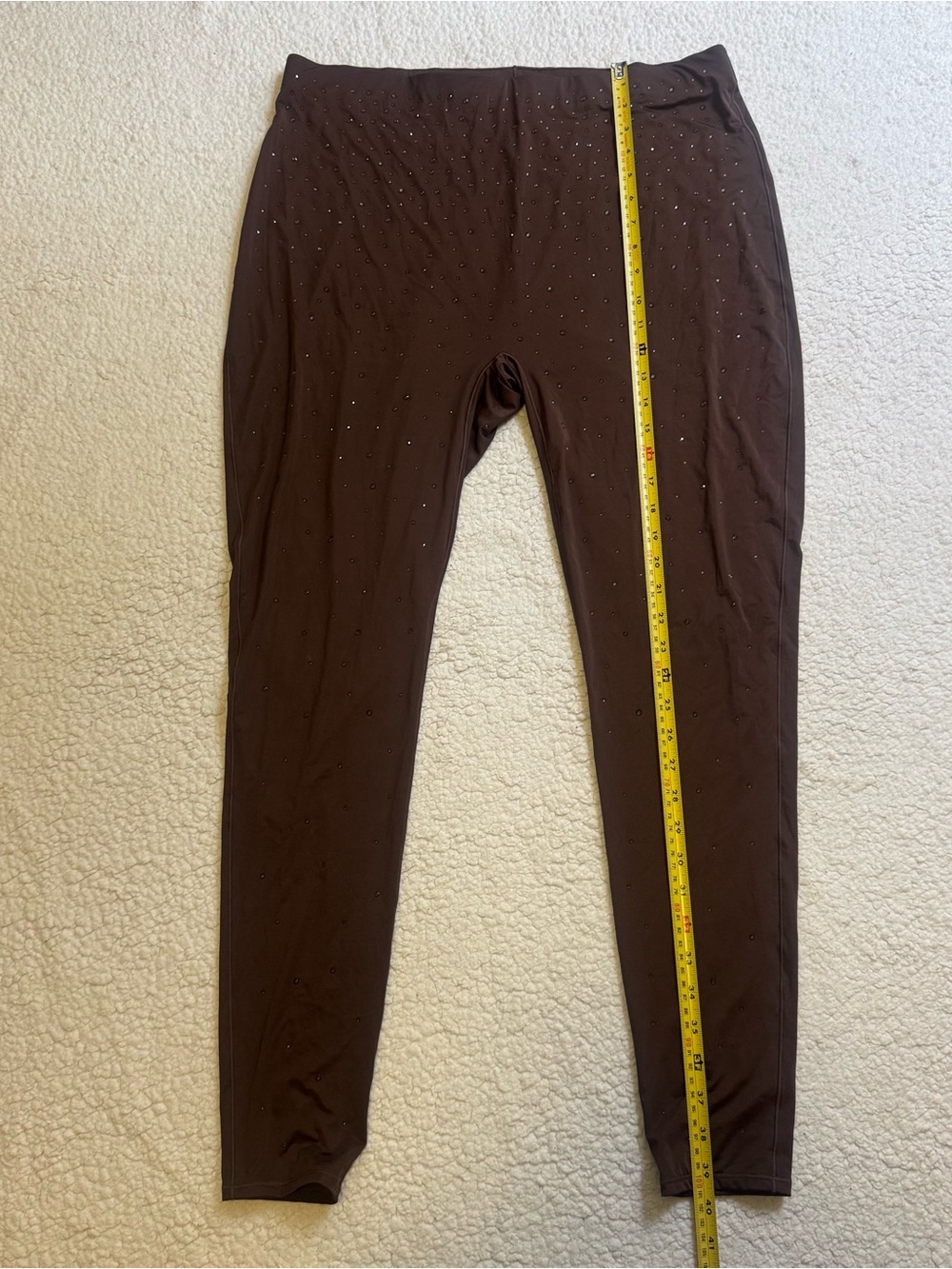 Skims Swarovski Crystal Jelly Sheer Cocoa Brown Leggings Size 2X XXL - Picture 8 of 11